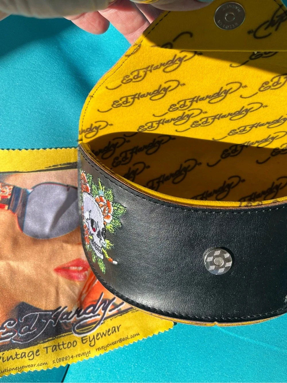 Ed Hardy Crystal Embellished Black Oversized Koi Women’s Sunglasses